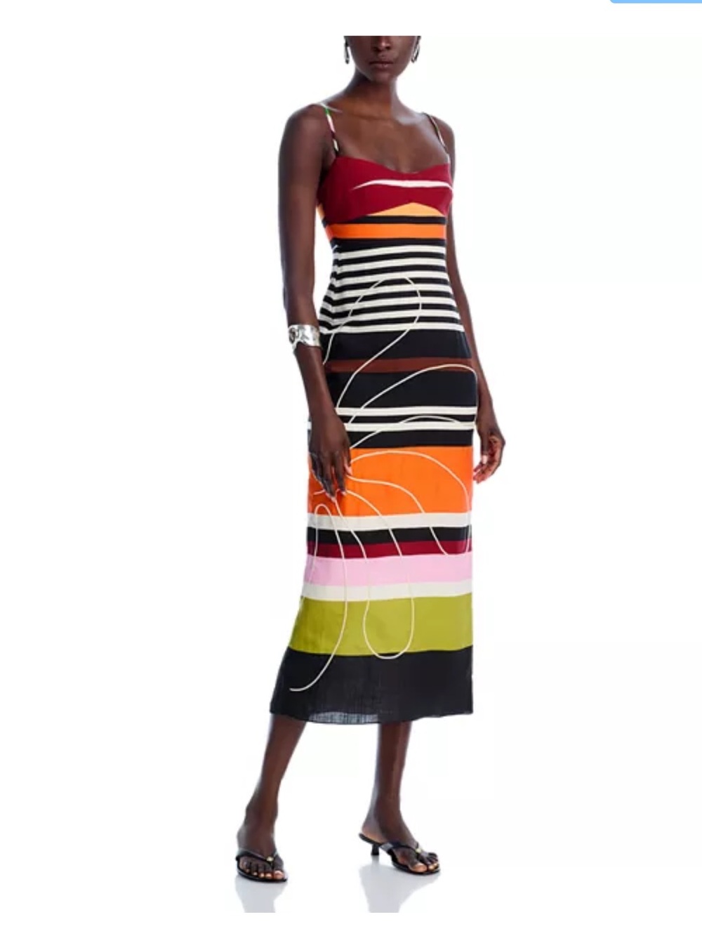 NWT Cala de la Cruz Colombian Multicolor Midi Slip Dress with Spaghetti Straps